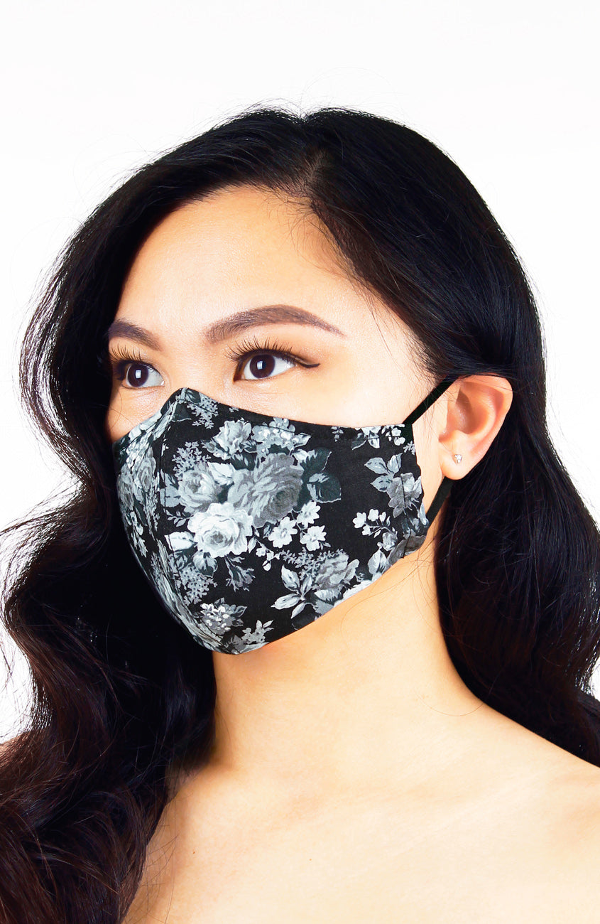 Mysterious Black Rose Pure Cotton Face Mask