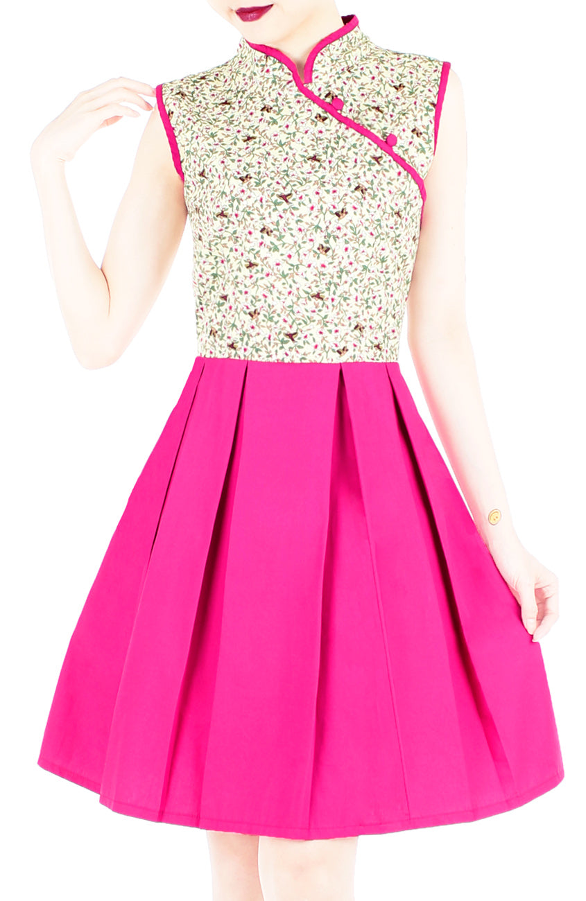 Mystical Dove & Sakura Cheongsam Dress