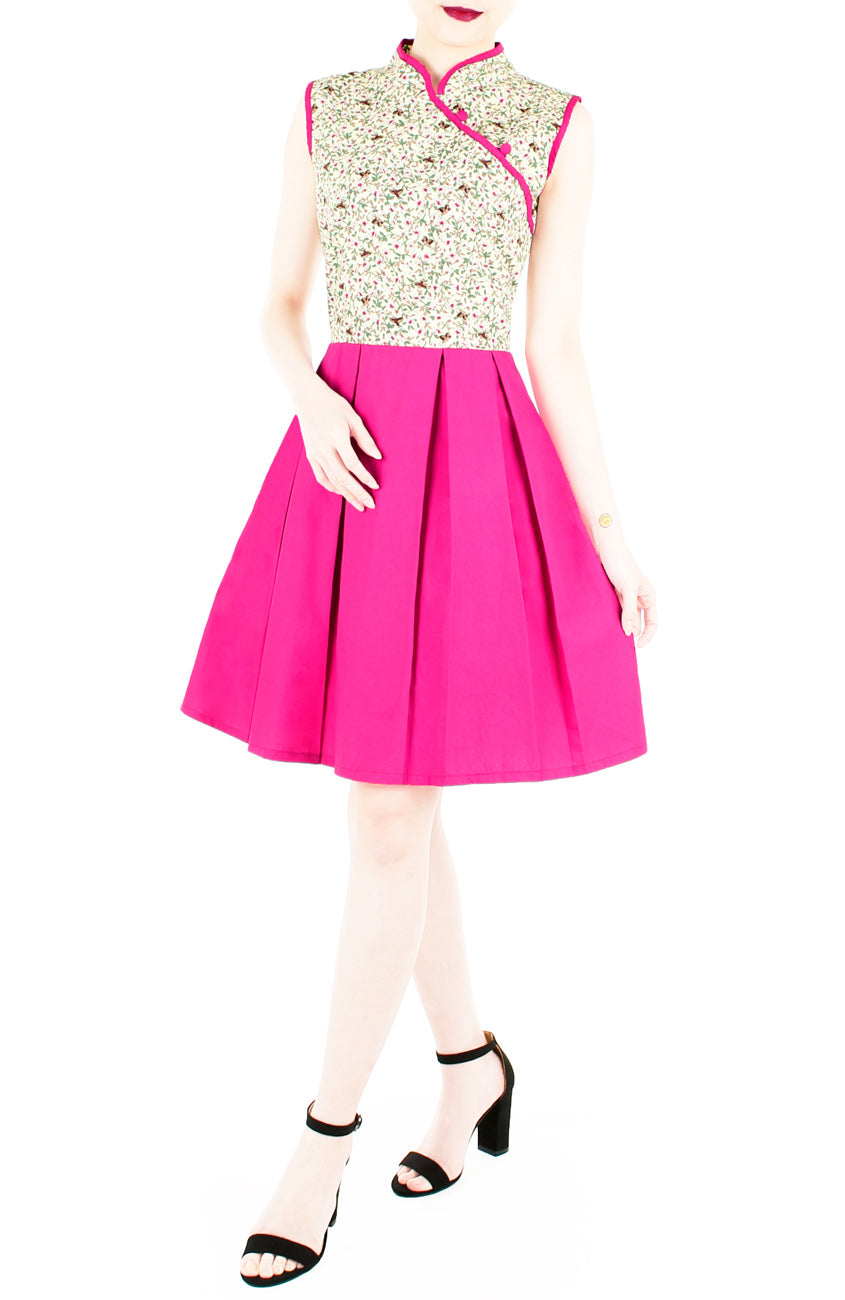 Mystical Dove & Sakura Cheongsam Dress