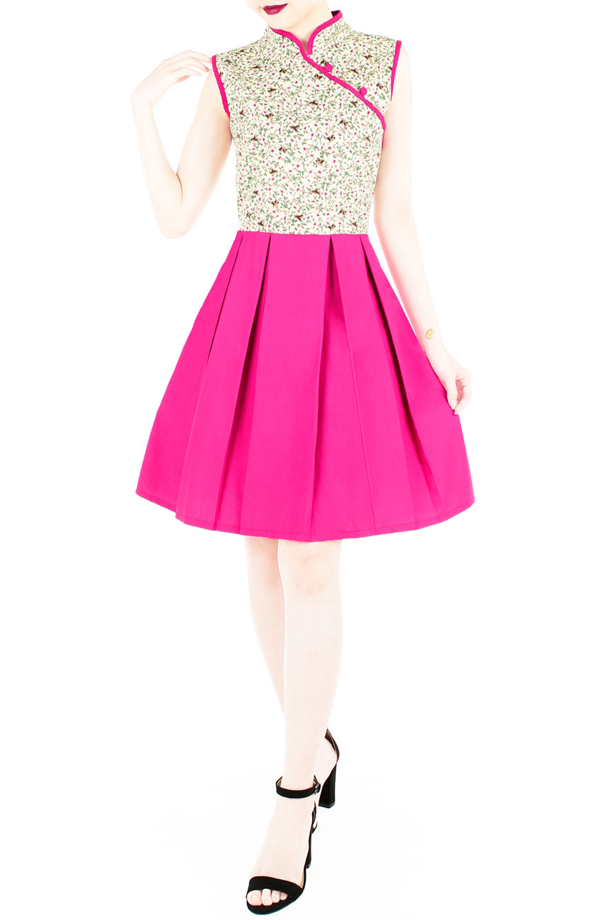Mystical Dove & Sakura Cheongsam Dress