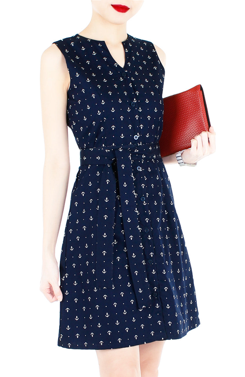 Nautical Chronicals A-Line Button Down Dress
