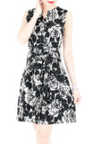 Night Rose A-Line Button Down Dress