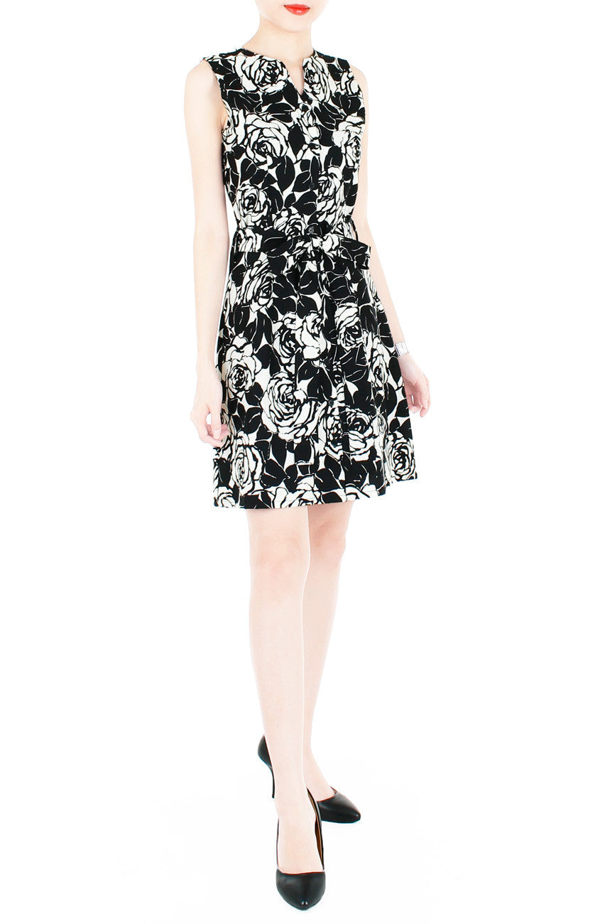 Night Rose A-Line Button Down Dress