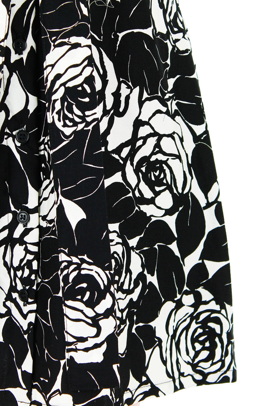 Night Rose A-Line Button Down Dress