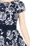 Night Rose Flare Tea Dress - Midnight Blue