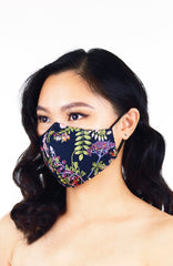 Olive Berries Pure Cotton Face Mask - Night Blue