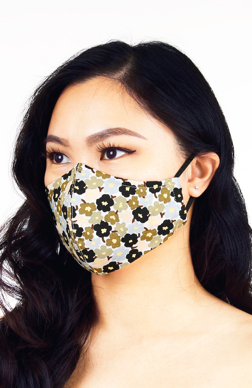 Olive Posies Pure Cotton Face Mask