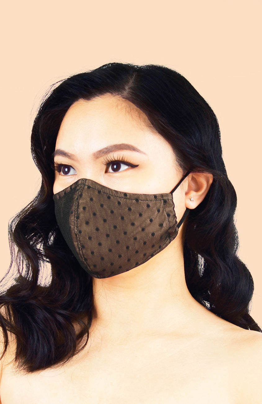 MASQUERADE Luxe Lace Mask - Champagne Noir Venetia