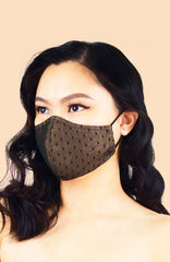 MASQUERADE Luxe Lace Mask - Champagne Noir Venetia