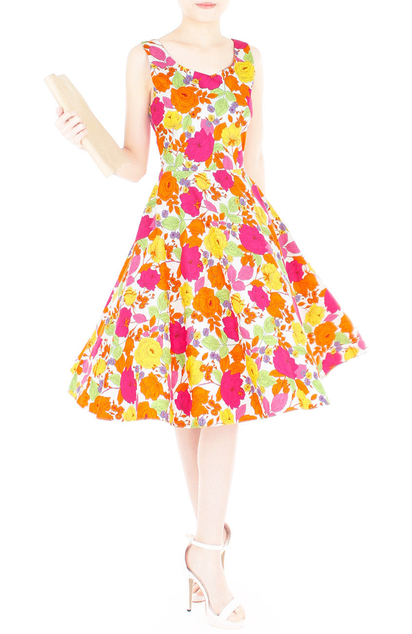 Papier-mâché Rosette Flare Midi Dress - White