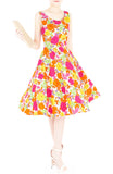 Papier-mâché Rosette Flare Midi Dress - White
