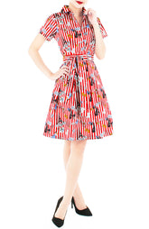 Parisian Chic Anna Shirtdress - Lipstick Red