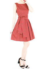 Parisienne Hearts Flare Dress with Obi Belt