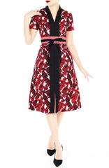 Passionate Scarlet Sireh Lian Kebaya Dress with Obi Belt