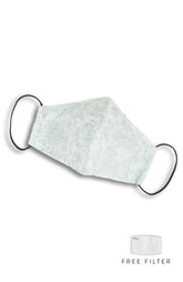 Peony Pointillism Pure Cotton Face Mask - Silver Pearl