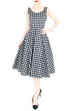Pin-up Queen in Gingham Flare Midi Dress (Longer Length)