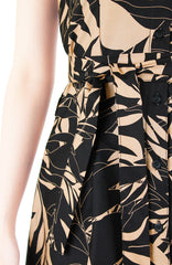 Poignant Palm A-Line Button Down Dress - Tan