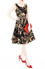 Poignant Palm Flare Midi Dress - Tan