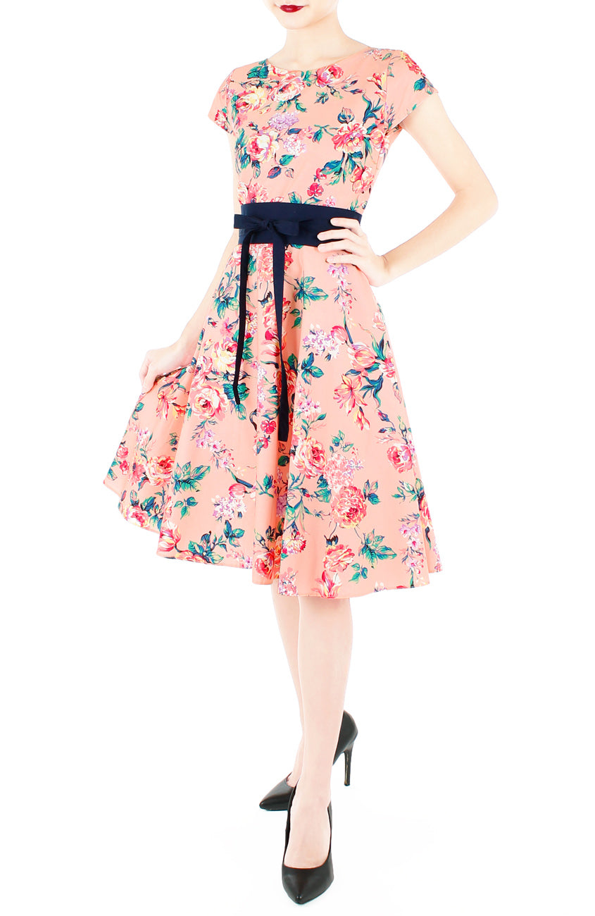 Poignant Peonies Flare Tea Dress - Crepe Pink