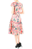 Poignant Peonies Flare Tea Dress - Crepe Pink