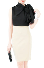 Posh Oversized Bow Blouse - Noir Black