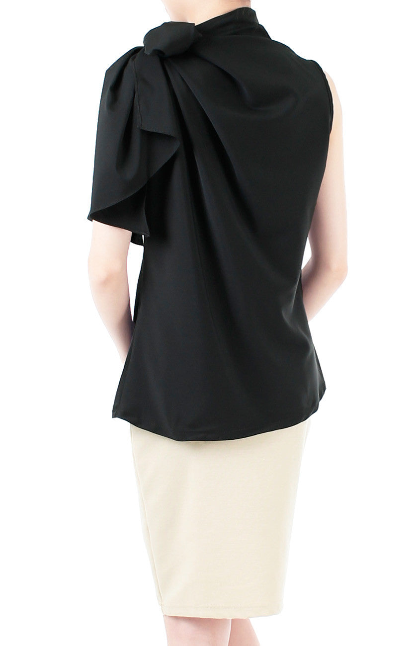 Posh Oversized Bow Blouse - Noir Black