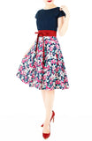 Prairie Poppies Flare Tea Dress - Midnight Blue
