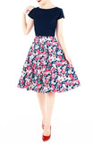 Prairie Poppies Flare Tea Dress - Midnight Blue