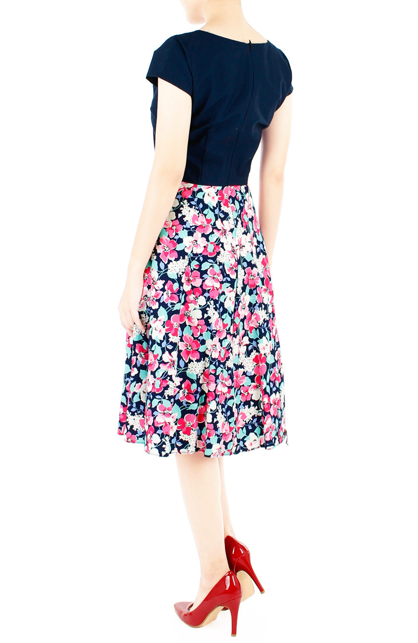 Prairie Poppies Flare Tea Dress - Midnight Blue
