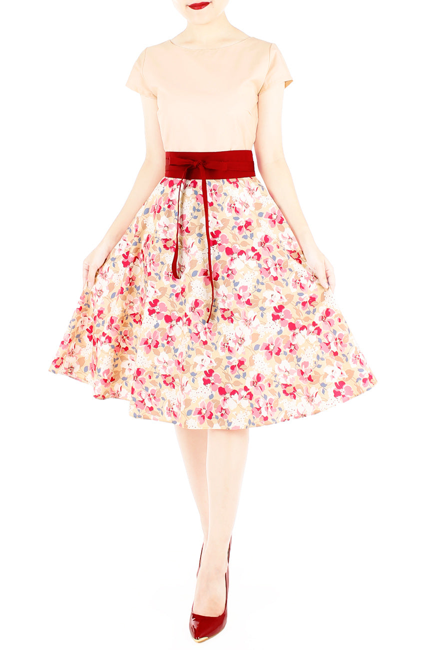 Prairie Poppies Flare Tea Dress - Peach