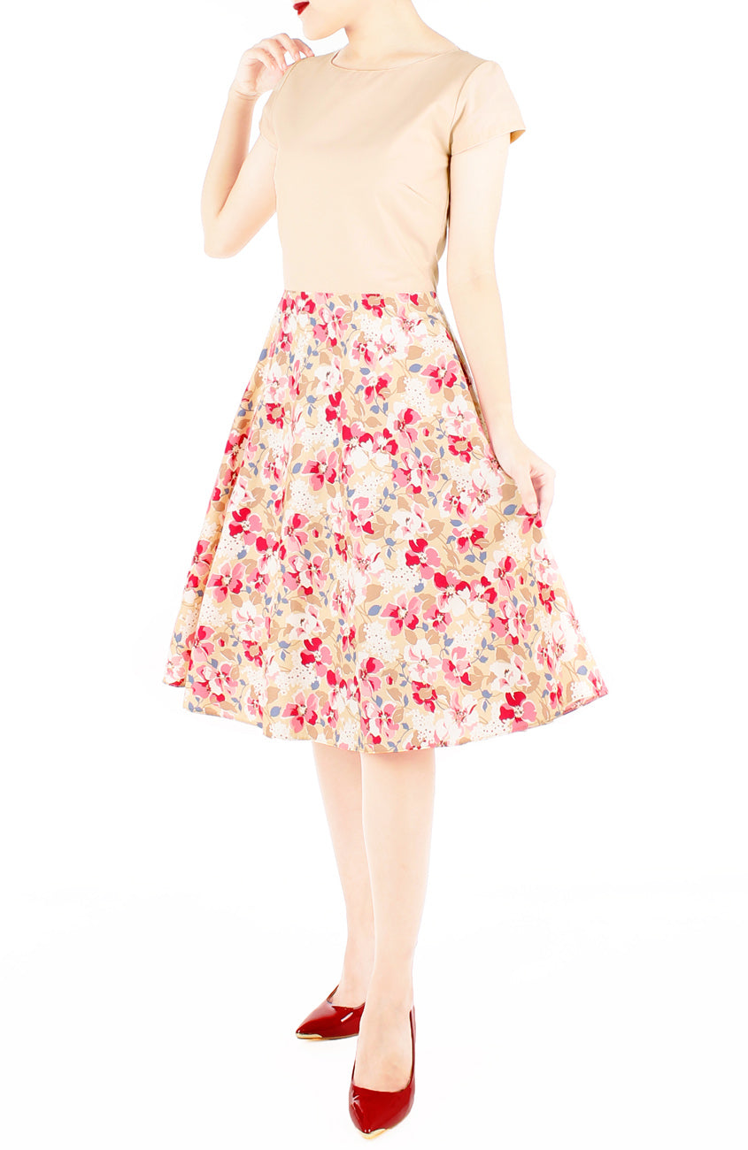 Prairie Poppies Flare Tea Dress - Peach