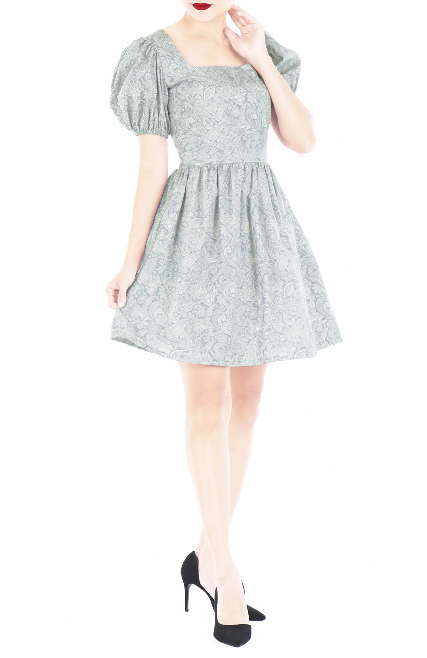 Pretty Paisley Alice Dress - Pearl Grey