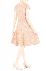 Primrose Peony Flare Tea Dress - Peach Pink