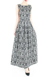 Sophisticated Specialty Lace Flare Maxi Dress - Black