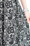 Sophisticated Specialty Lace Flare Maxi Dress - Black