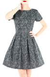 Professional Posh Flare Dress with Short Sleeves - Noir Black