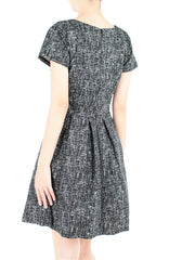 Professional Posh Flare Dress with Short Sleeves - Noir Black