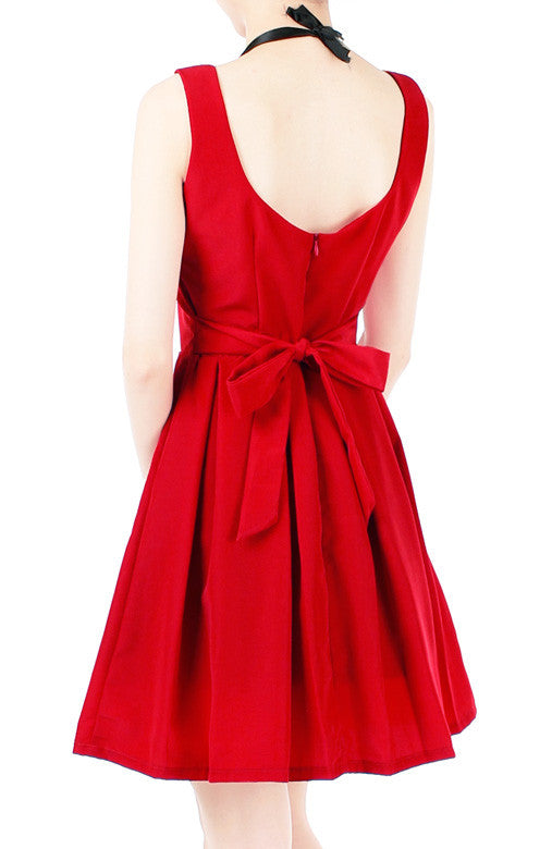 Forever Fanciful Flare Dress with Bow Back - Merlot Red
