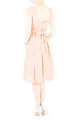Forever Fanciful Flare Midi Dress with Bow Back - Peach