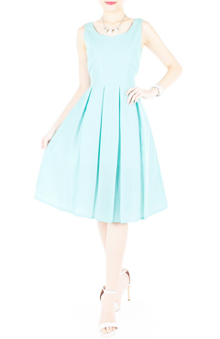 Forever Fanciful Flare Midi Dress with Bow Back  - Tiffany Blue