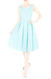 Forever Fanciful Flare Midi Dress with Bow Back  - Tiffany Blue