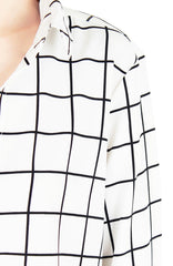 Quest to Success Grid Long Sleeve Shirt - White