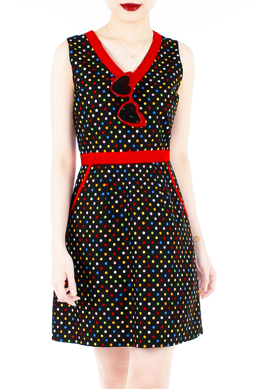 Rainbow Confetti 60s Mod A-Line Dress