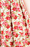 Red Roses Aflutter Flare Dress with Short Sleeves