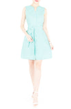 Reinventing the Wheel A-Line Button Down Dress - Arctic Green