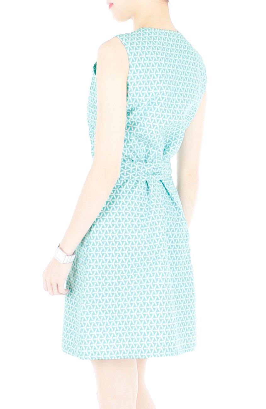 Reinventing the Wheel A-Line Button Down Dress - Arctic Green