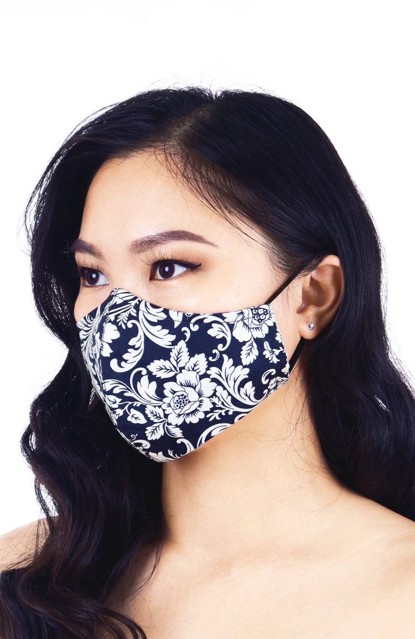 Renaissance Lotus Pure Cotton Face Mask - Midnight Blue