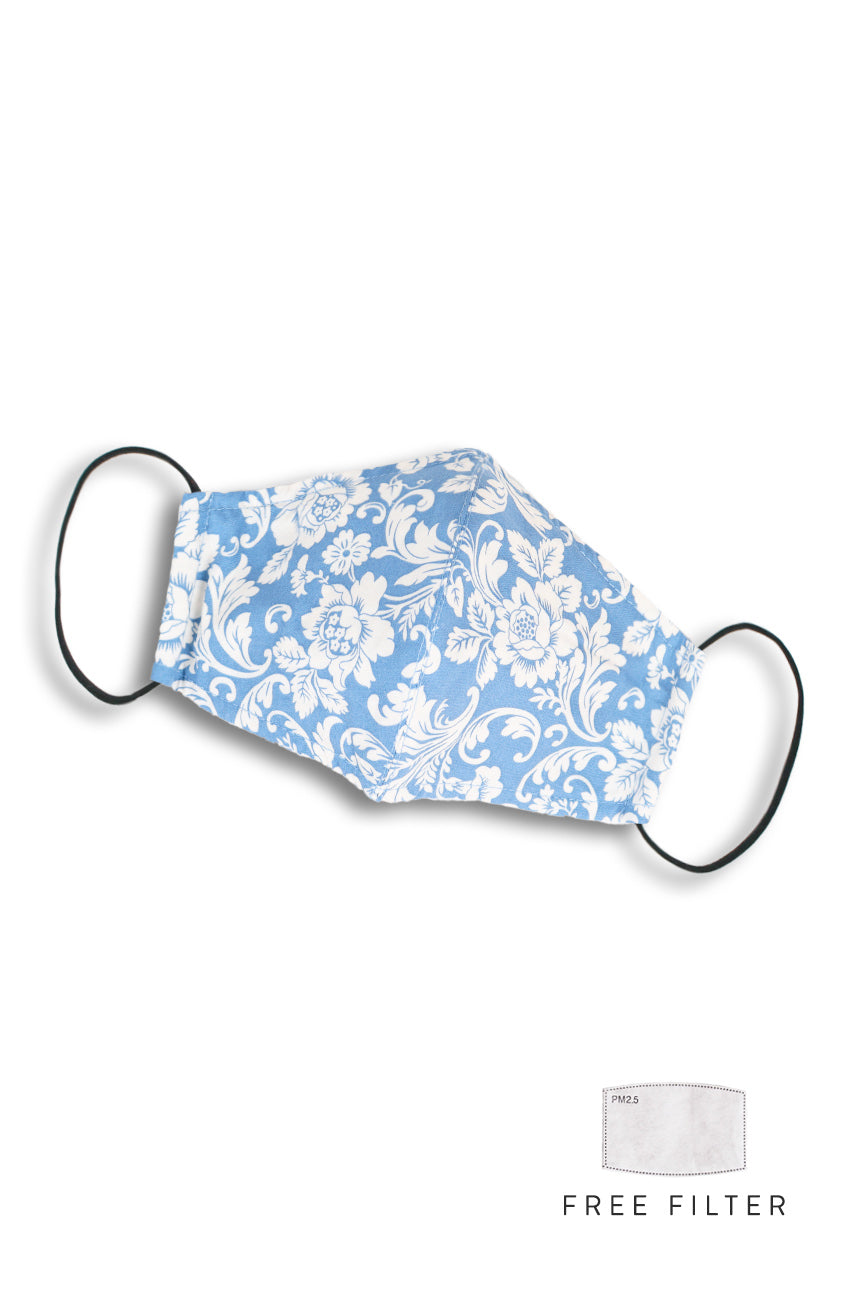 Renaissance Lotus Pure Cotton Face Mask - Sky Blue