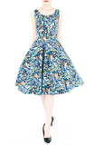 Resplendent Kaleidoscope Flare Midi Dress - Blue