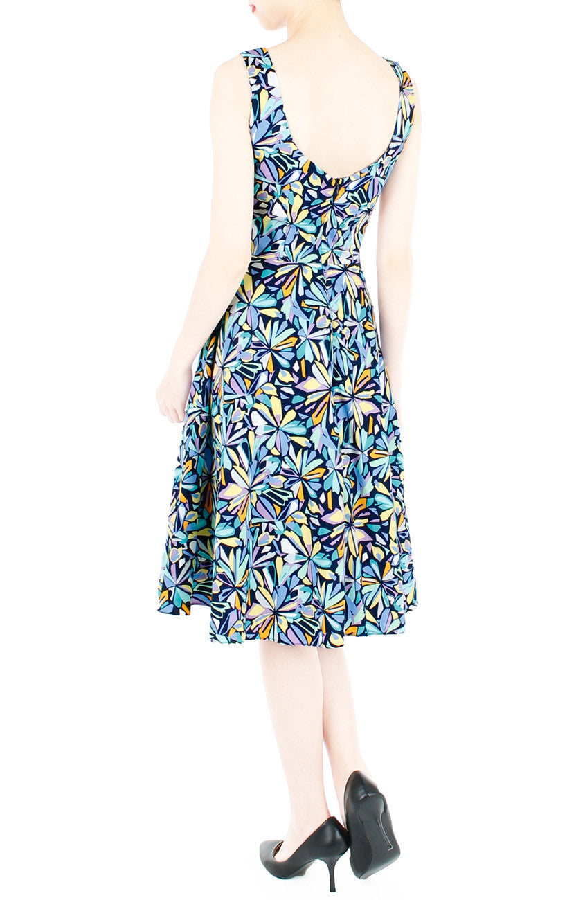 Resplendent Kaleidoscope Flare Midi Dress - Blue